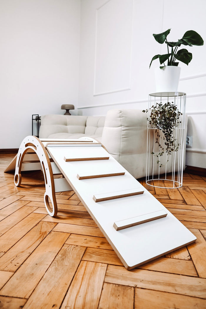 Wooden Montessori rocker M with slide/climbing ramp