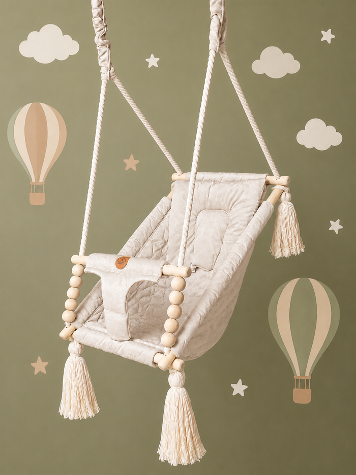 Reclining swing — velvet, ivory