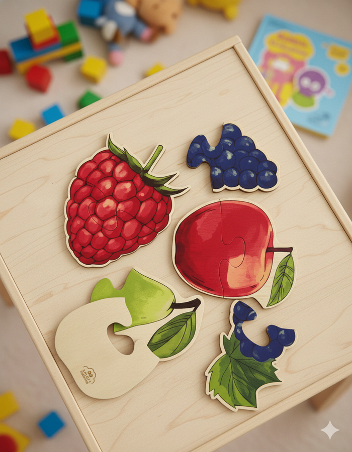 Two-piece wooden puzzles — Fruit