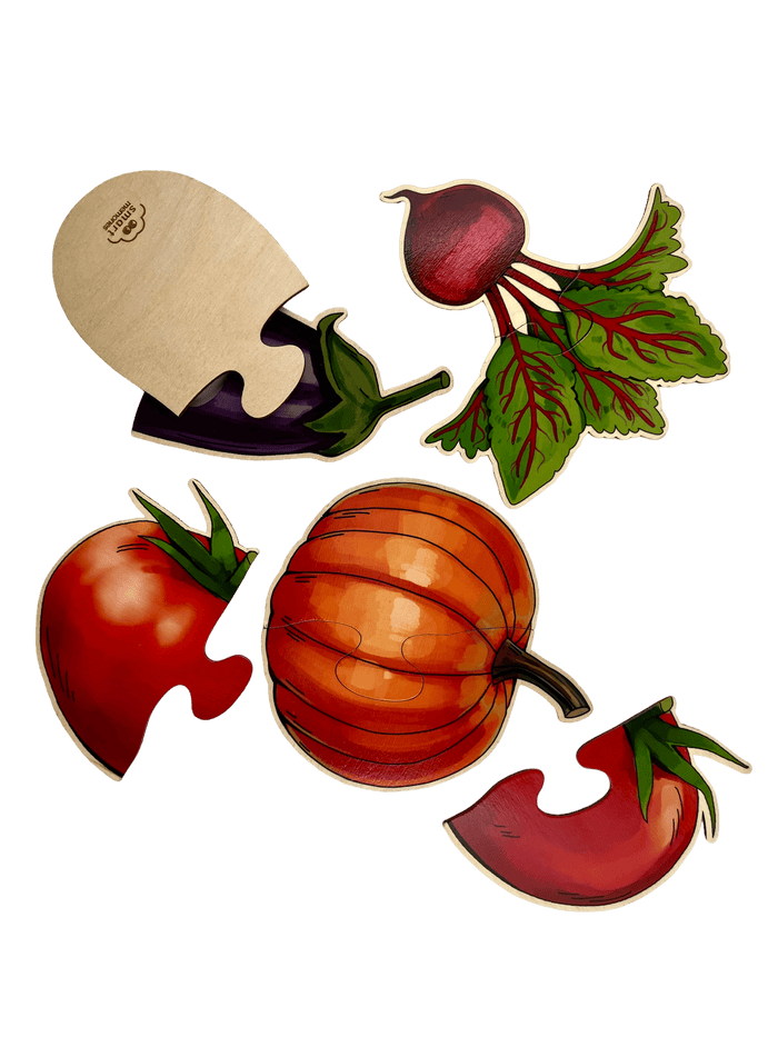 Two-piece wooden puzzles — Vegetables
