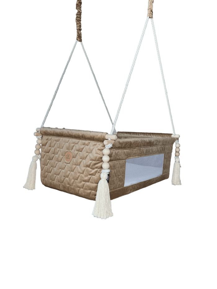 Hanging baby cradle — camel beige