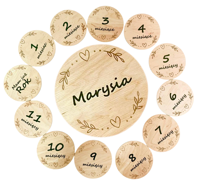 Personalised wooden baby milestone cards