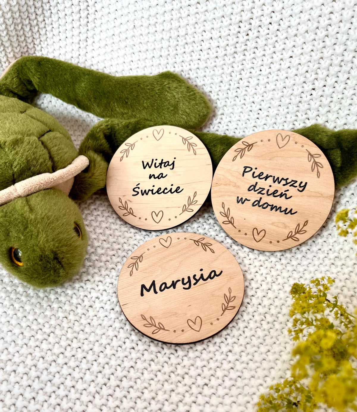 Personalised wooden baby milestone cards