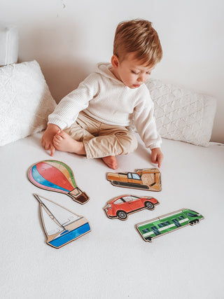 Progresivní dřevěné puzzle — Vozidla