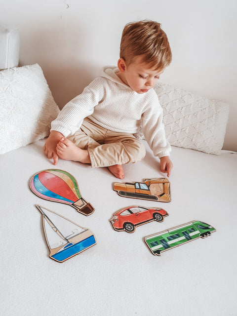 Progressive wooden puzzles — Vehicles