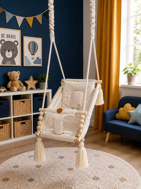 Reclining swing — velvet, ivory