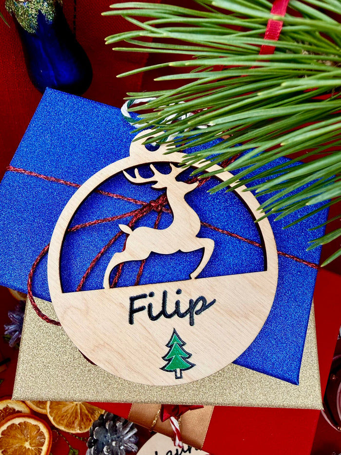 Personalised wooden Christmas ornament with name