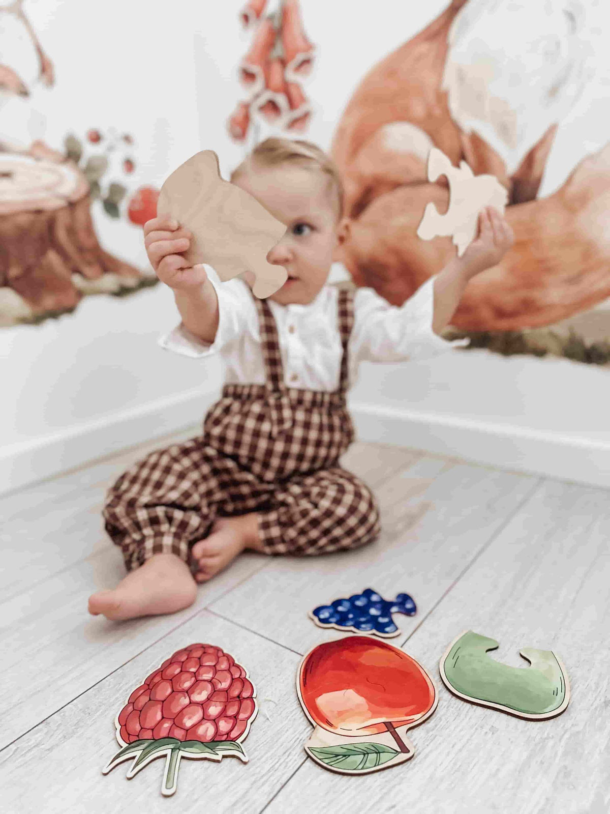 Two-piece wooden puzzles — Fruit