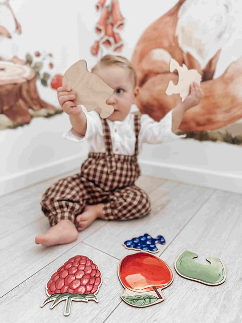 Two-piece wooden puzzles — Fruit
