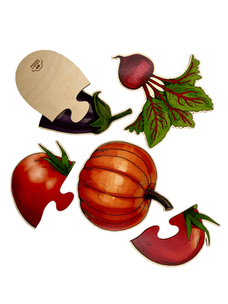 Two-piece wooden puzzles — Vegetables