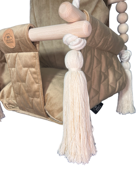 Klasická houpačka Shell — samet, béžová (camel)