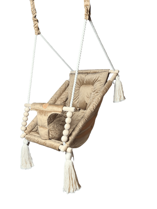Reclining swing — velvet, camel beige