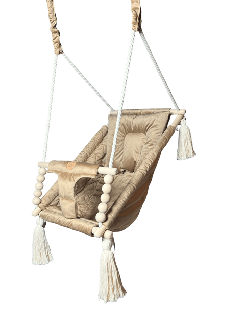 Reclining swing — velvet, camel beige