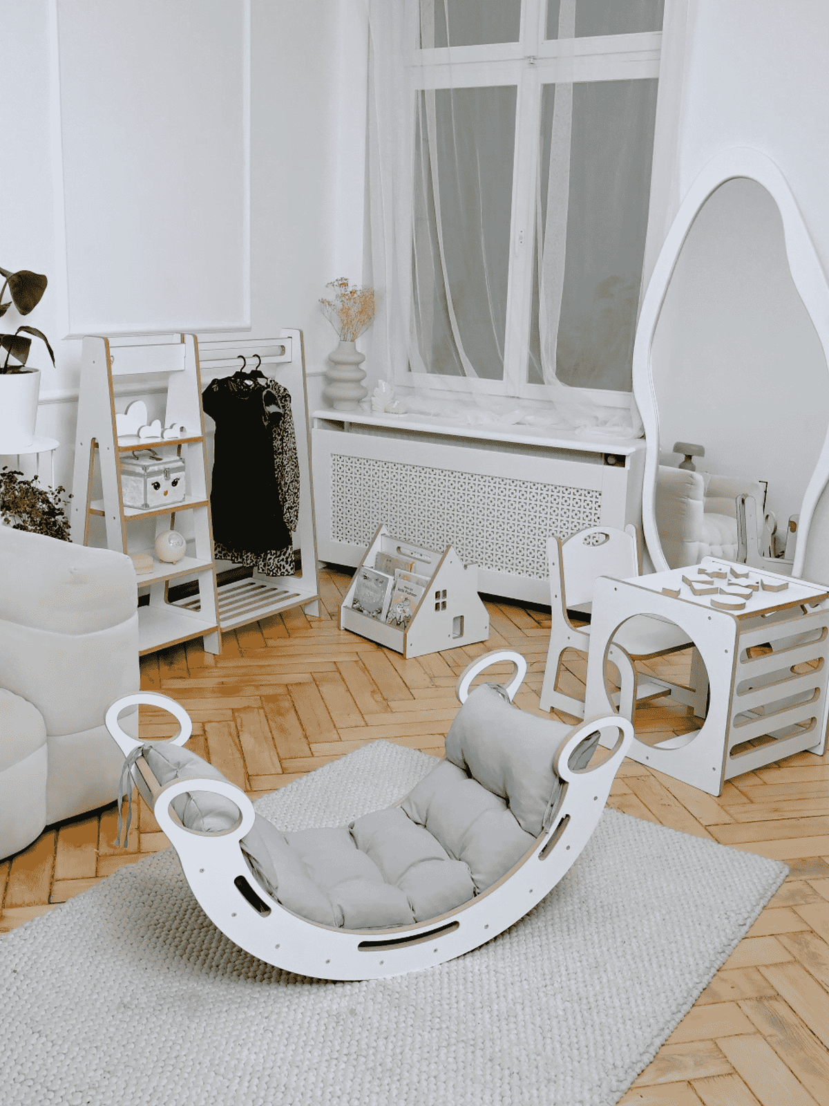 Drevené Montessori húpadlo L s vankúšom