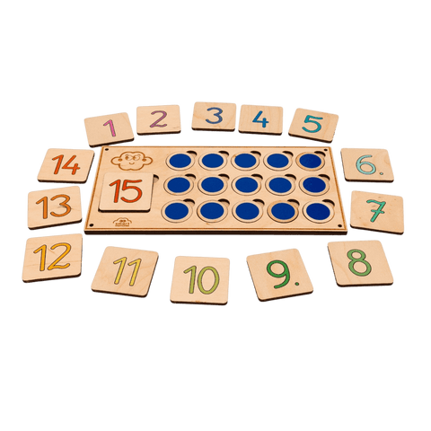 Drevená Montessori súprava na spoznávanie číslic a počítanie