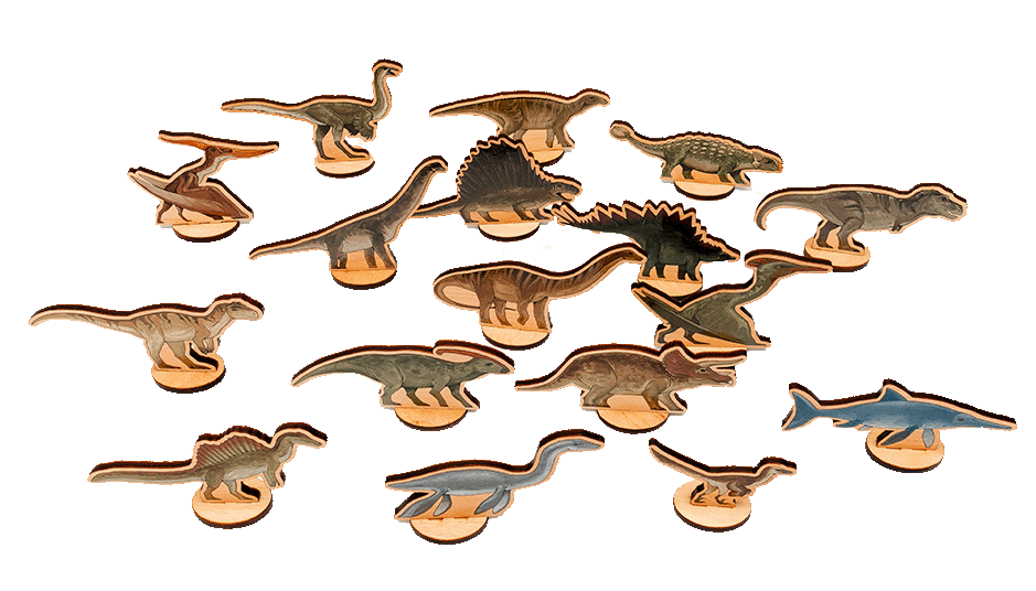 Wooden dinosaur figures