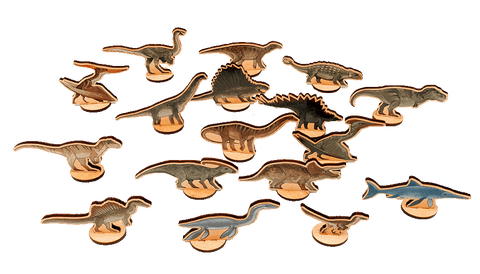 Wooden dinosaur figures