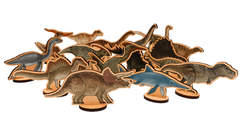Wooden dinosaur figures