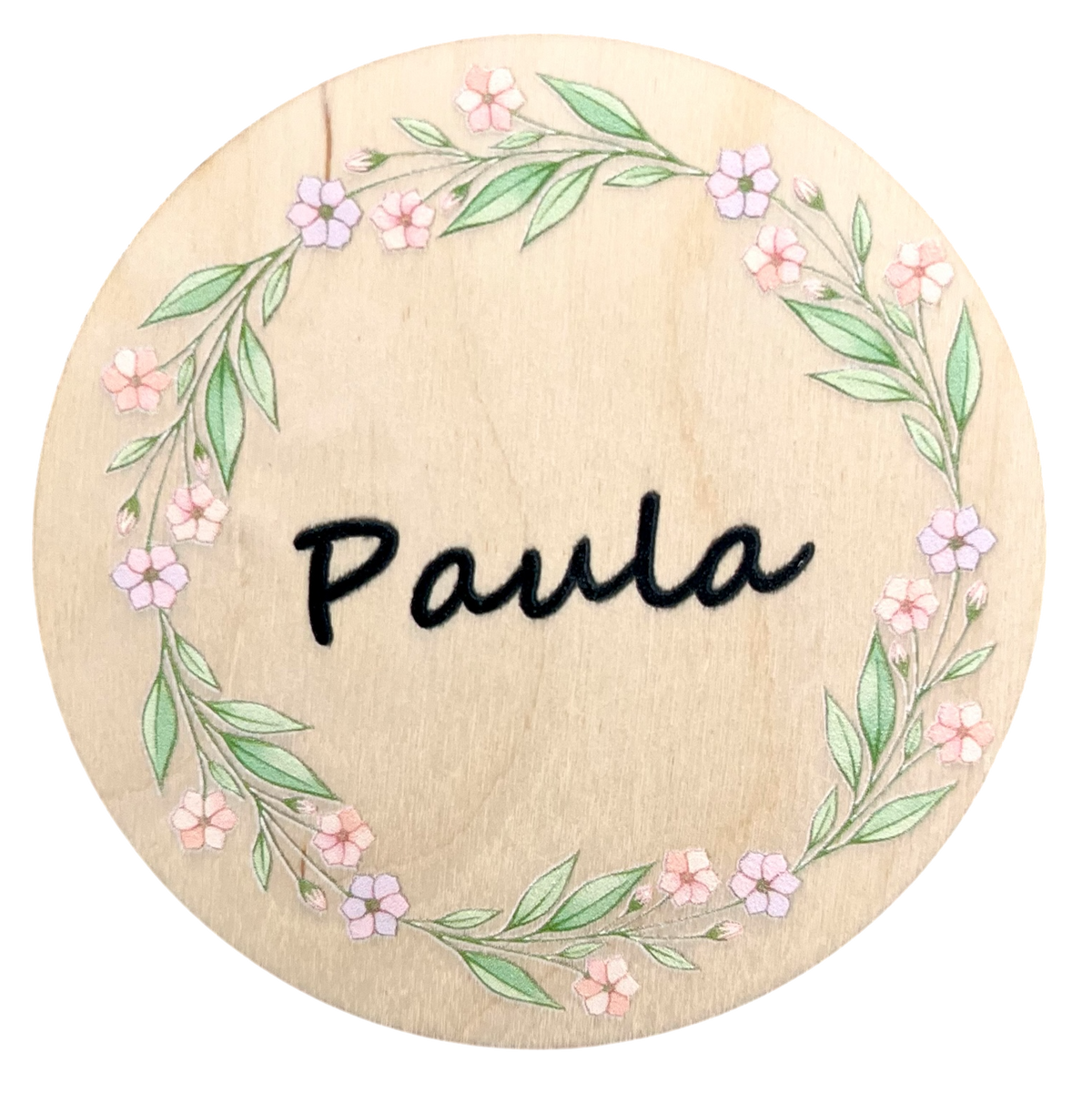 Personalisierte Meilensteinkarten aus Holz — bunte Blumen