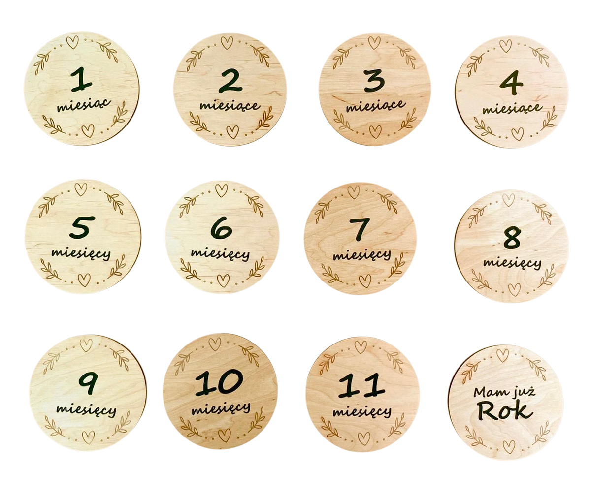 Personalised wooden baby milestone cards
