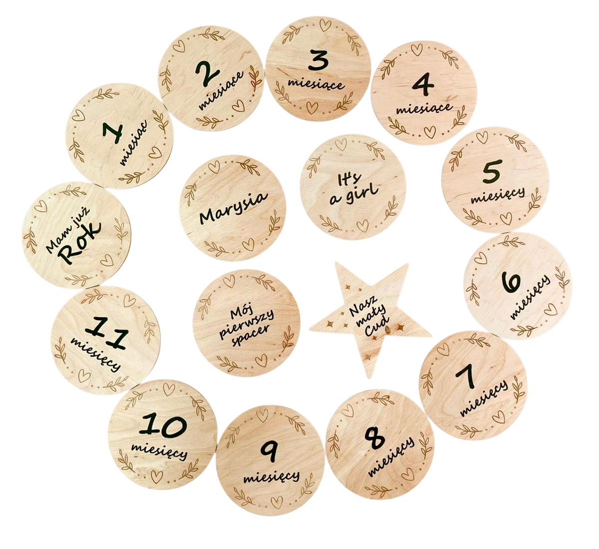 Personalised wooden baby milestone cards