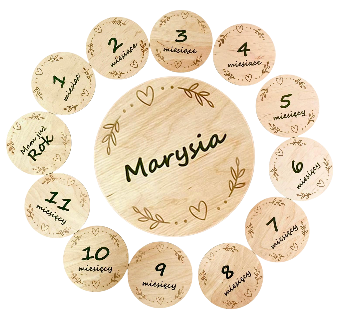 Personalised wooden baby milestone cards