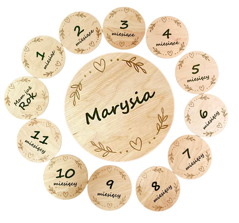 Personalised wooden baby milestone cards