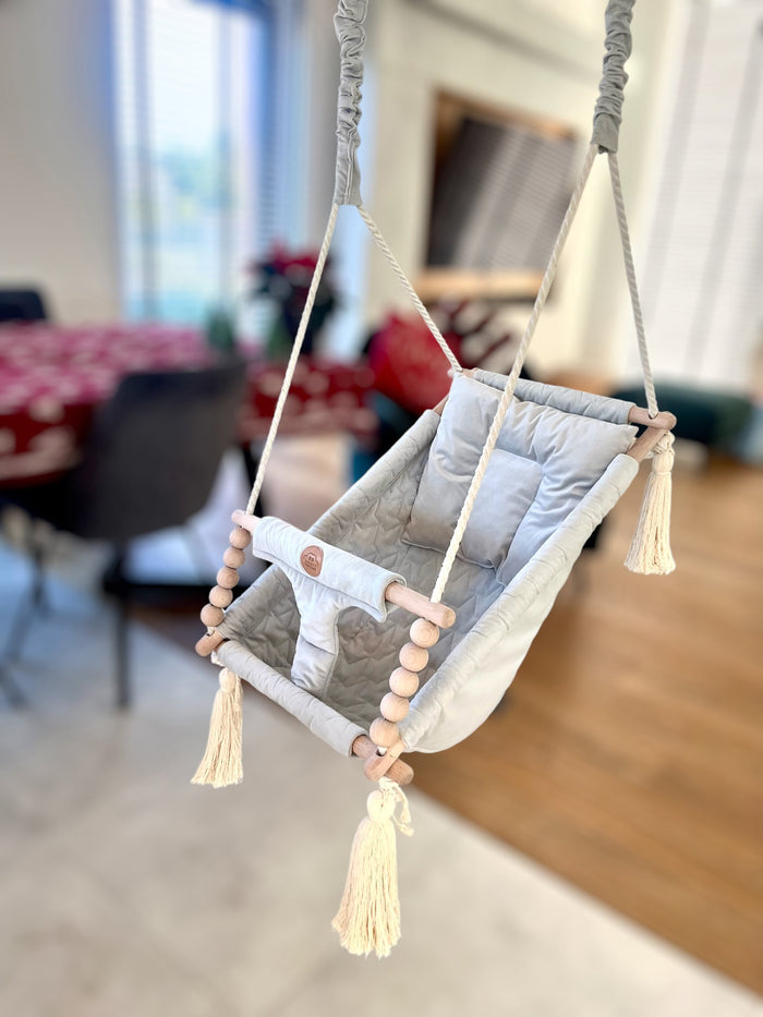 Reclining swing — velvet, silver