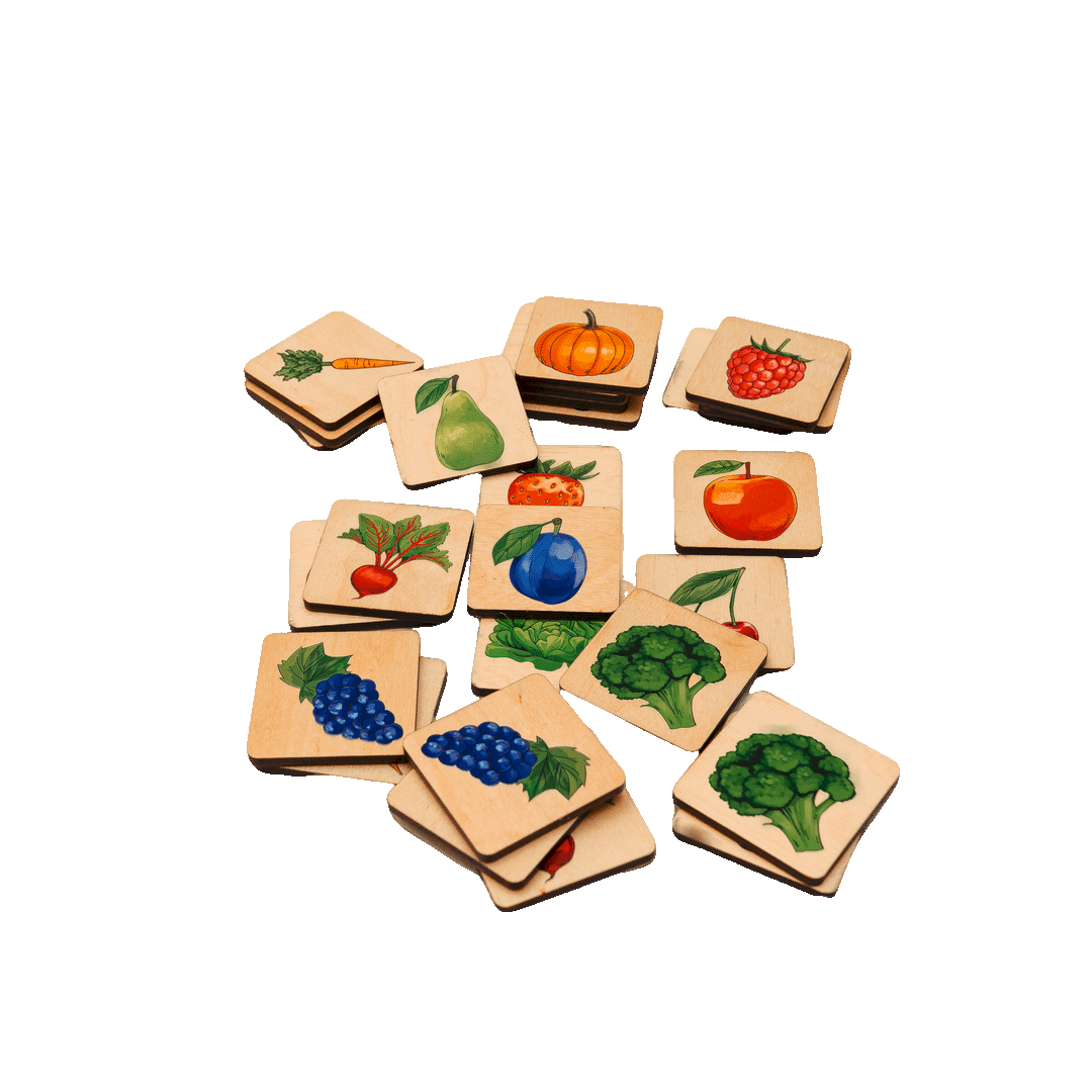 Memory-Spiel aus Holz — Obst und Gemüse
