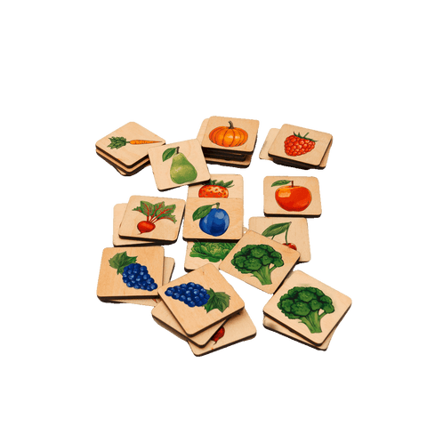 Memory-Spiel aus Holz — Obst und Gemüse