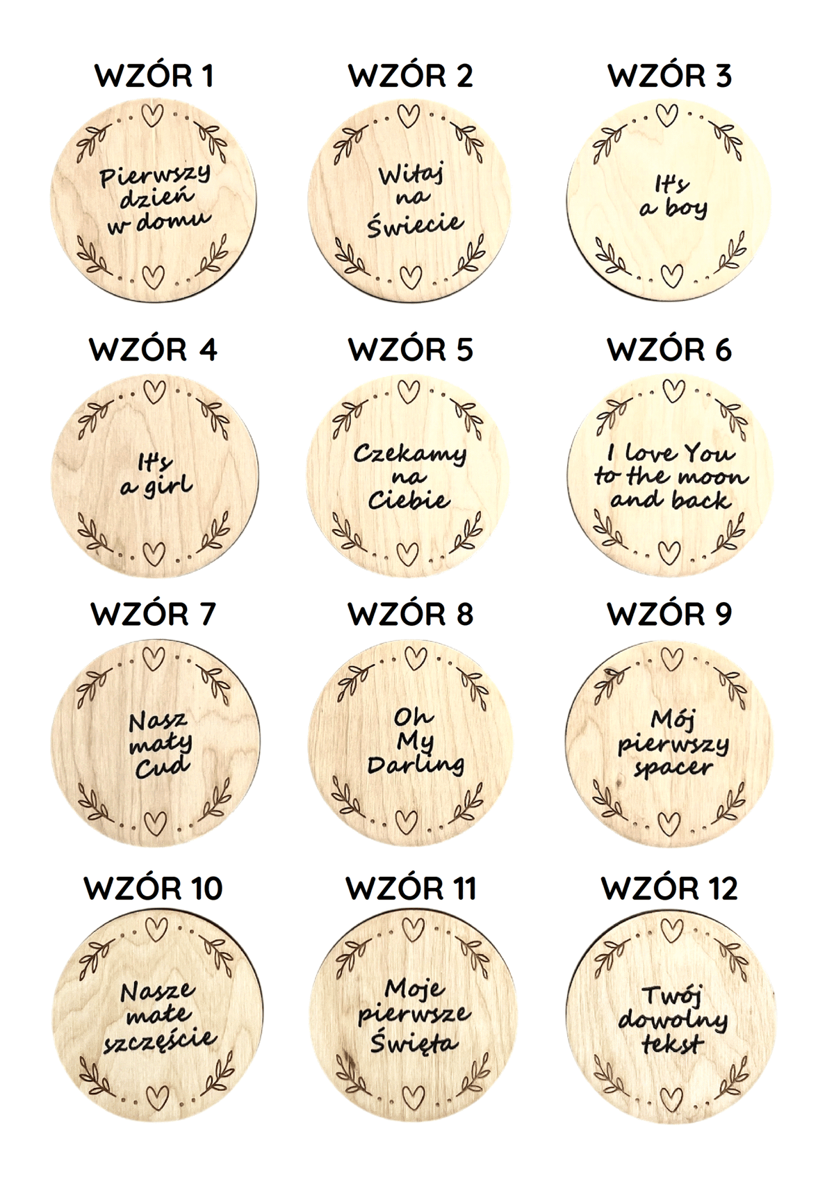 Personalised wooden baby milestone cards