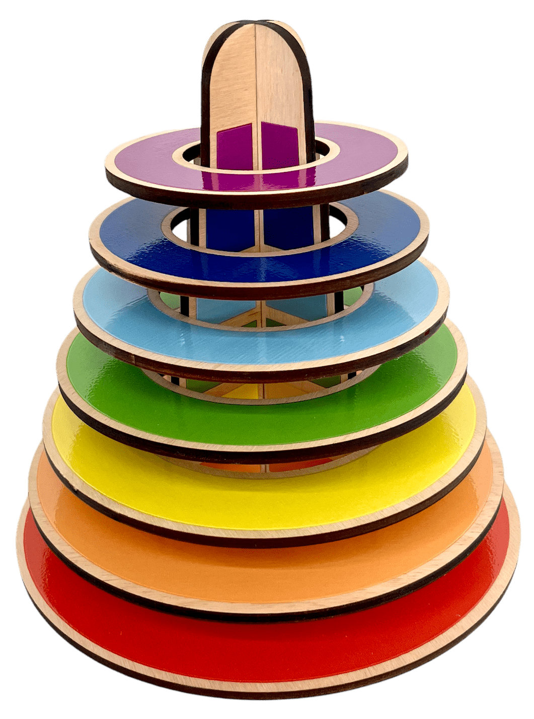 Wooden stacking rings — Pyramid tower